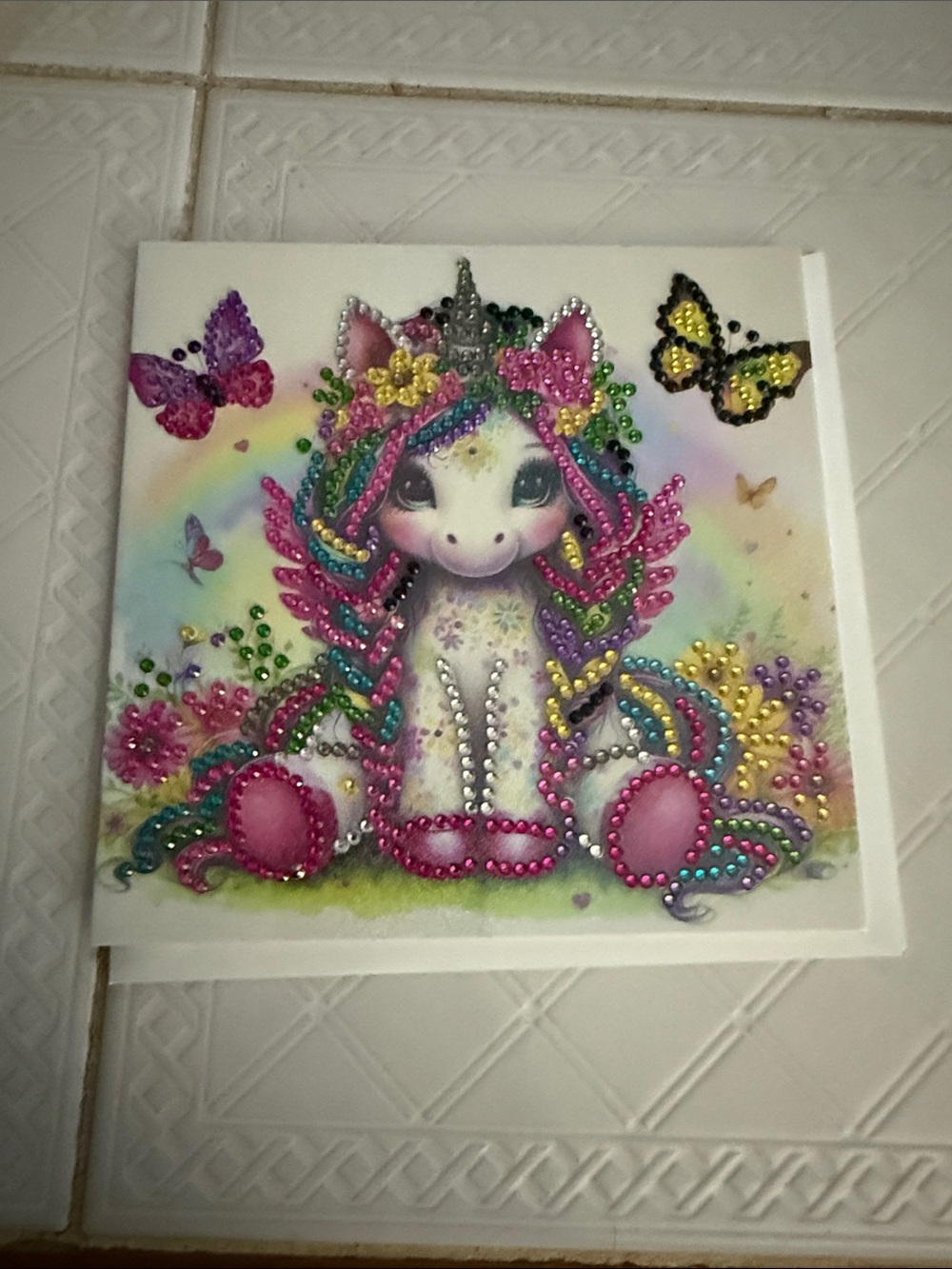 Unicorn Gem Art Canvas - Multicolor